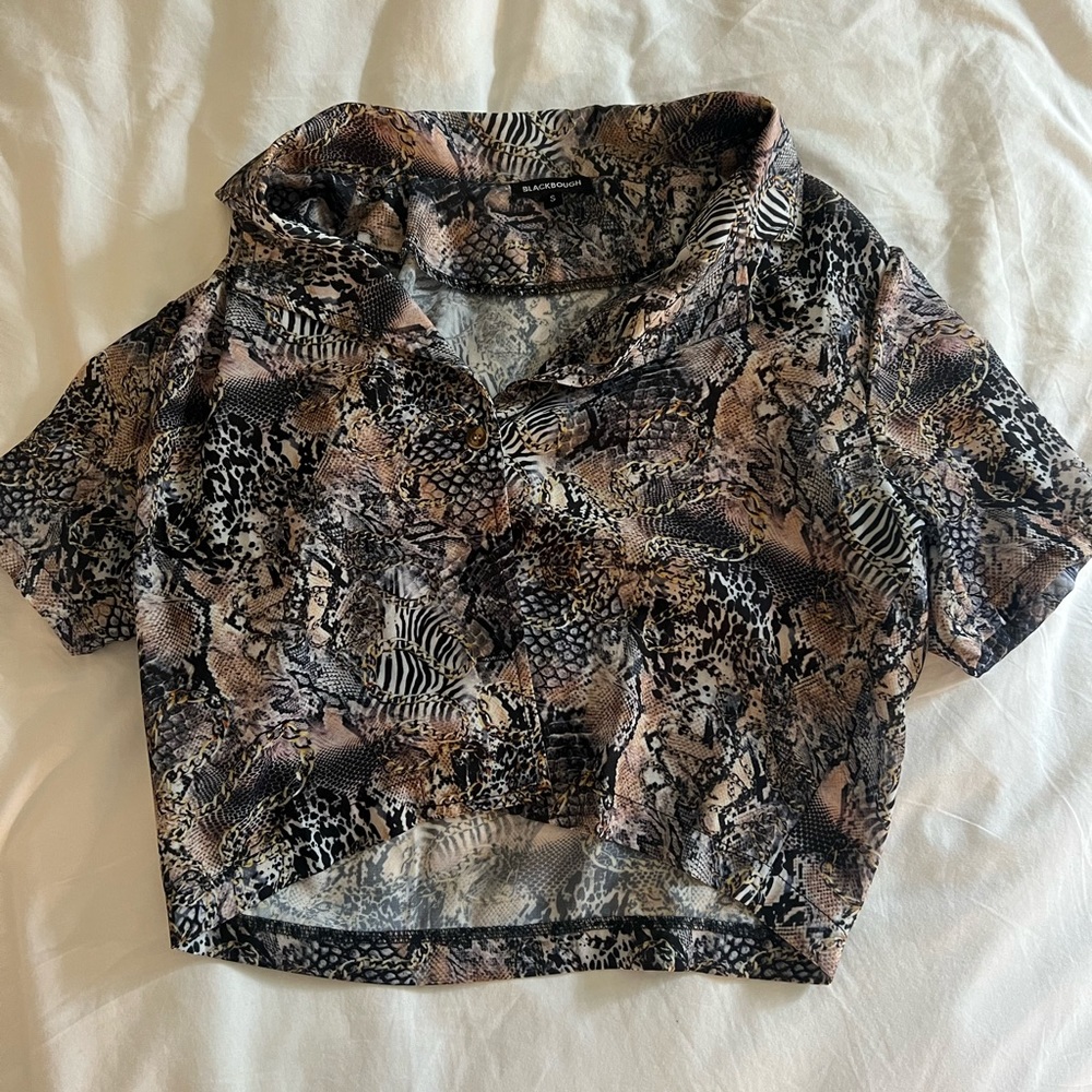Blackbough Animal print cropped button up
